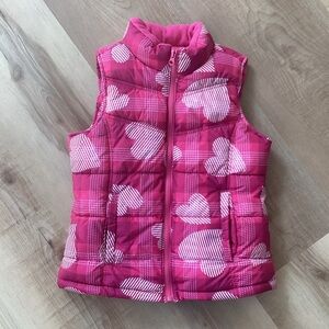 Old Navy puffer vest | girls L 10/12 | pink hearts winter fall cold weather
